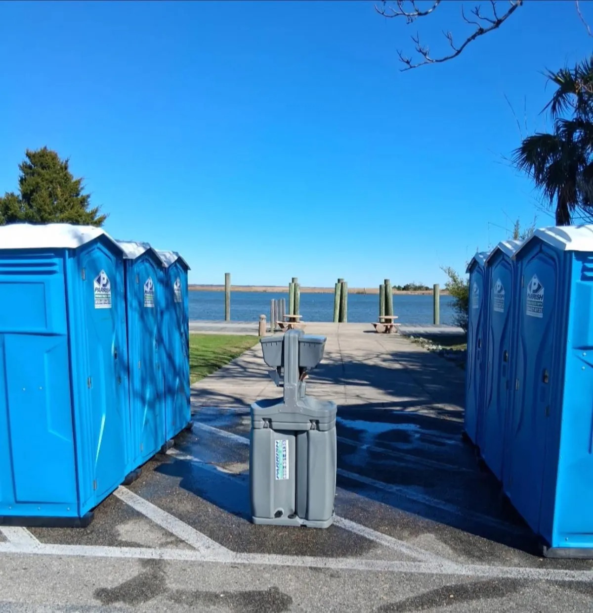 Parrish porta potties at outdoor event